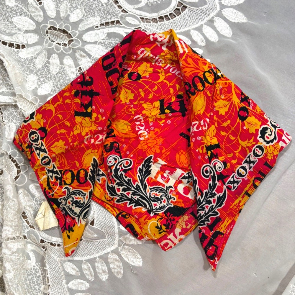 Cutie Y2K Little Brownie Bakers Girls Rock BFF Cotton Bandana Scarf Red Orange